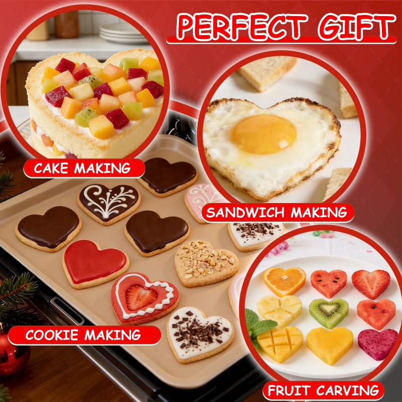 Tmflexe Love Heart Cookie Cutter Set Pack of 5 Valentines Day Heart Biscuit Cutter for Sandwiches, Pastries, Fruit and Cakes Birthday, Wedding Baking Tools - Image 3